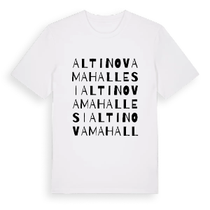 Altınova Mahallesi ordlek t-shirt – ekologisk bomull t-shirt från Pinshirt