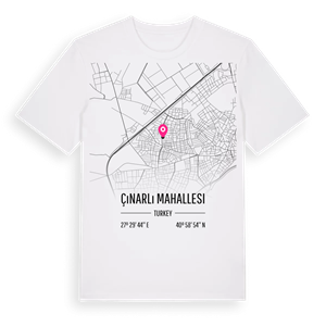 Çınarlı Mahallesi karta t-shirt – ekologisk bomull t-shirt från Pinshirt