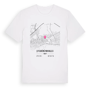 Çiftlikönü Mahallesi karta t-shirt – ekologisk bomull t-shirt från Pinshirt