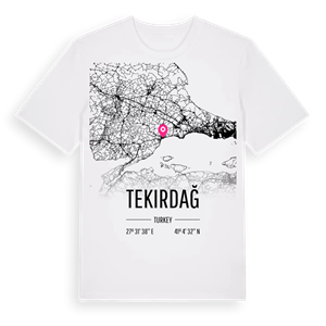 Tekirdağ karta t-shirt – ekologisk bomull t-shirt från Pinshirt