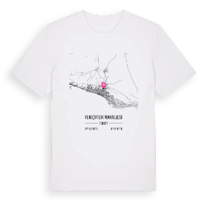 Yeniçiftlik Mahallesi karta t-shirt – ekologisk bomull t-shirt från Pinshirt