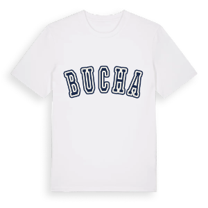 Bucha college t-shirt – ekologisk bomull t-shirt från Pinshirt