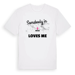 Någon i Bucha älskar mig t-shirt – ekologisk bomull t-shirt från Pinshirt