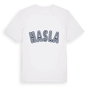 Hasla college t-shirt – ekologisk bomull t-shirt från Pinshirt