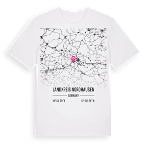 Landkreis Nordhausen karta t-shirt – ekologisk bomull t-shirt från Pinshirt