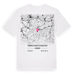 Landkreis Saalfeld-Rudolstadt karta t-shirt – ekologisk bomull t-shirt från Pinshirt