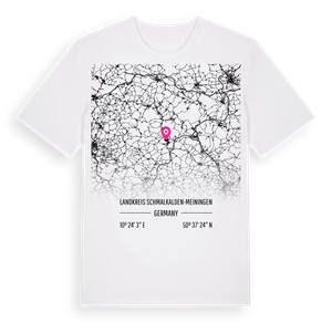 Landkreis Schmalkalden-Meiningen karta t-shirt – ekologisk bomull t-shirt från Pinshirt