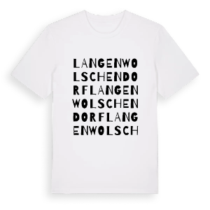 Langenwolschendorf ordlek t-shirt – ekologisk bomull t-shirt från Pinshirt