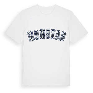 Monstab college t-shirt – ekologisk bomull t-shirt från Pinshirt