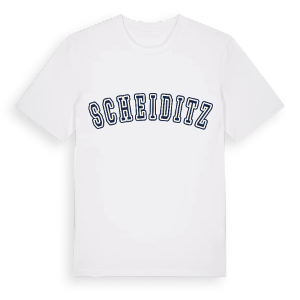 Scheiditz college t-shirt – ekologisk bomull t-shirt från Pinshirt