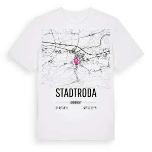Stadtroda karta t-shirt – ekologisk bomull t-shirt från Pinshirt