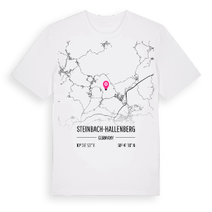 Steinbach-Hallenberg karta t-shirt – ekologisk bomull t-shirt från Pinshirt