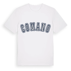 Comano college t-shirt – ekologisk bomull t-shirt från Pinshirt