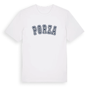 Porza college t-shirt – ekologisk bomull t-shirt från Pinshirt