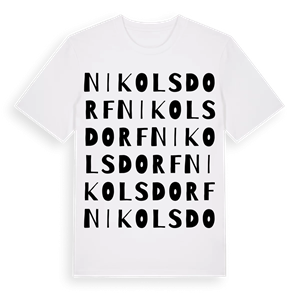Nikolsdorf ordlek t-shirt – ekologisk bomull t-shirt från Pinshirt