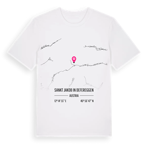 Sankt Jakob in Defereggen karta t-shirt – ekologisk bomull t-shirt från Pinshirt