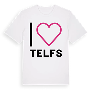 Jag älskar Telfs t-shirt stort tryck – ekologisk bomull t-shirt från Pinshirt