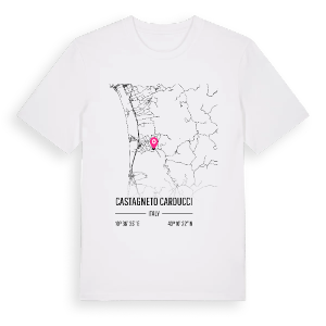 Castagneto Carducci karta t-shirt – ekologisk bomull t-shirt från Pinshirt