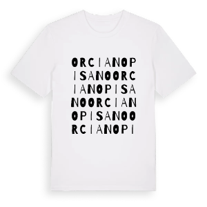 Orciano Pisano ordlek t-shirt – ekologisk bomull t-shirt från Pinshirt