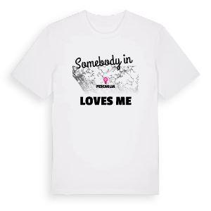 Någon i Pescaglia älskar mig t-shirt – ekologisk bomull t-shirt från Pinshirt