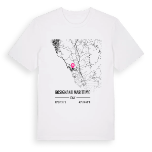 Rosignano Marittimo karta t-shirt – ekologisk bomull t-shirt från Pinshirt