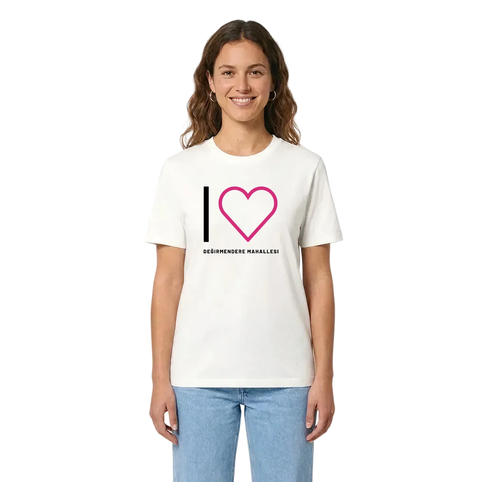 Jag älskar Değirmendere Mahallesi t-shirt stort tryck – White, i miljö