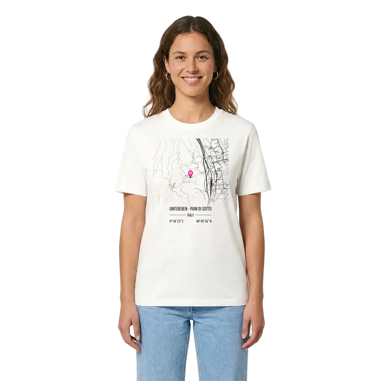 Untereben - Pian di sotto karta t-shirt – White, i miljö