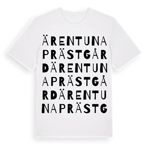 Ärentuna Prästgård ordlek t-shirt – ekologisk bomull t-shirt från Pinshirt