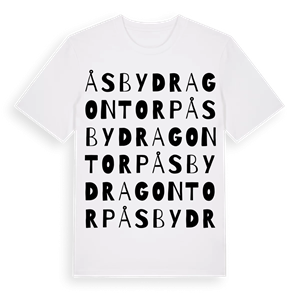 Åsby Dragontorp ordlek t-shirt – ekologisk bomull t-shirt från Pinshirt