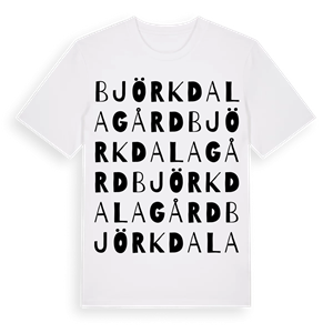 Björkdala gård ordlek t-shirt – ekologisk bomull t-shirt från Pinshirt