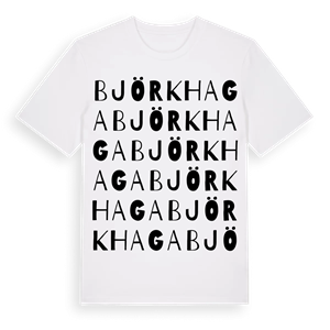 Björkhaga ordlek t-shirt – ekologisk bomull t-shirt från Pinshirt