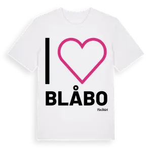 Jag älskar Blåbo t-shirt stort tryck – ekologisk bomull t-shirt från Pinshirt