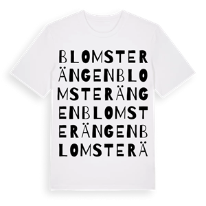 Blomsterängen ordlek t-shirt – ekologisk bomull t-shirt från Pinshirt