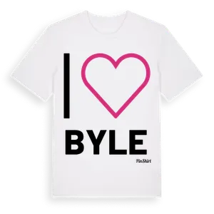 Jag älskar Byle t-shirt stort tryck – ekologisk bomull t-shirt från Pinshirt