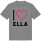 Mid Heather Gray t-shirt med Jag älskar Ella t-shirt stort tryck