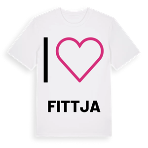 Jag älskar Fittja t-shirt stort tryck – ekologisk bomull t-shirt från Pinshirt