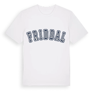Friddal college t-shirt – ekologisk bomull t-shirt från Pinshirt