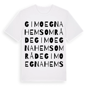 Gimo egnahemsområde ordlek t-shirt – ekologisk bomull t-shirt från Pinshirt