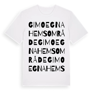 Gimo egnahemsområde ordlek t-shirt – ekologisk bomull t-shirt från Pinshirt