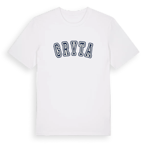 Gryta college t-shirt – ekologisk bomull t-shirt från Pinshirt