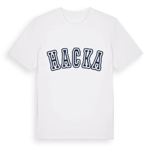 Hacka college t-shirt – ekologisk bomull t-shirt från Pinshirt