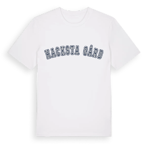 Hacksta gård college t-shirt – ekologisk bomull t-shirt från Pinshirt