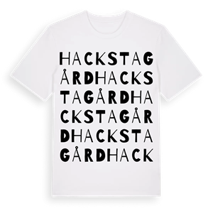 Hacksta gård ordlek t-shirt – ekologisk bomull t-shirt från Pinshirt