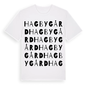 Hagby Gård ordlek t-shirt – ekologisk bomull t-shirt från Pinshirt