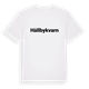 White t-shirt med Hällbykvarn fetstil t-shirt