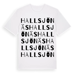 Hallsjönäs ordlek t-shirt – ekologisk bomull t-shirt från Pinshirt