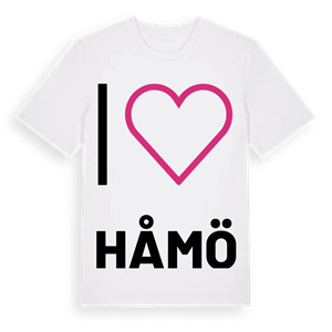 Jag älskar Håmö t-shirt stort tryck – ekologisk bomull t-shirt från Pinshirt
