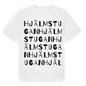 Hjälmstugan ordlek t-shirt – ekologisk bomull t-shirt från Pinshirt