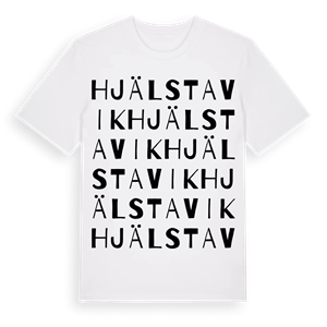 Hjälstavik ordlek t-shirt – ekologisk bomull t-shirt från Pinshirt