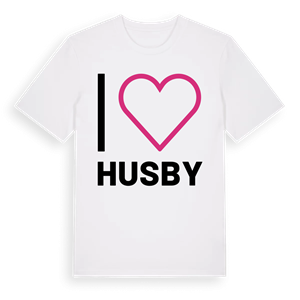 Jag älskar Husby t-shirt stort tryck – ekologisk bomull t-shirt från Pinshirt